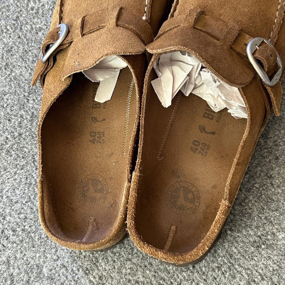 Birkenstock Shoes Womens Size 9 Brown Suede Clog Mule Slip On Buckle Comfort - Picture 9 of 14